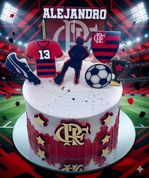 Flamengo cake topper - Inspired Flamengo - Flamengo soccer - Soccer cake topper