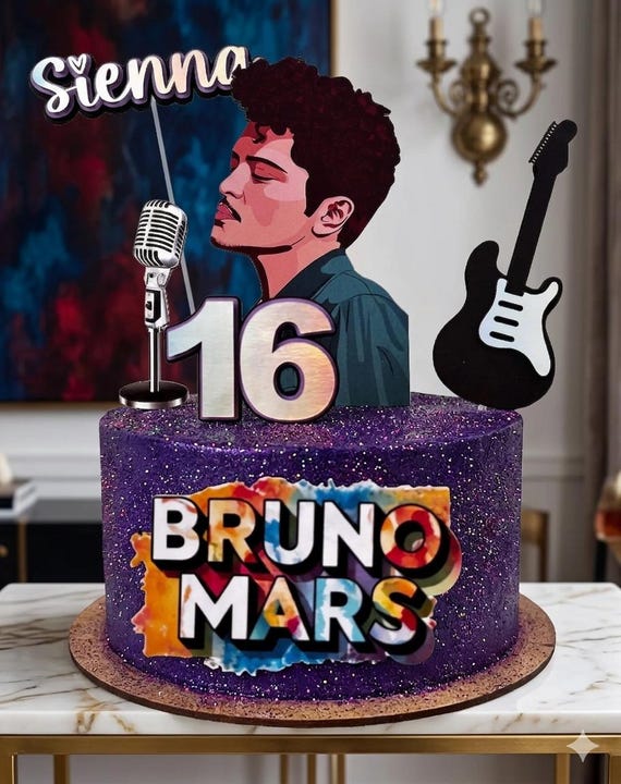 Brunos Mars Cake Topper - Musical cake topper - Inspired Bruno Mars