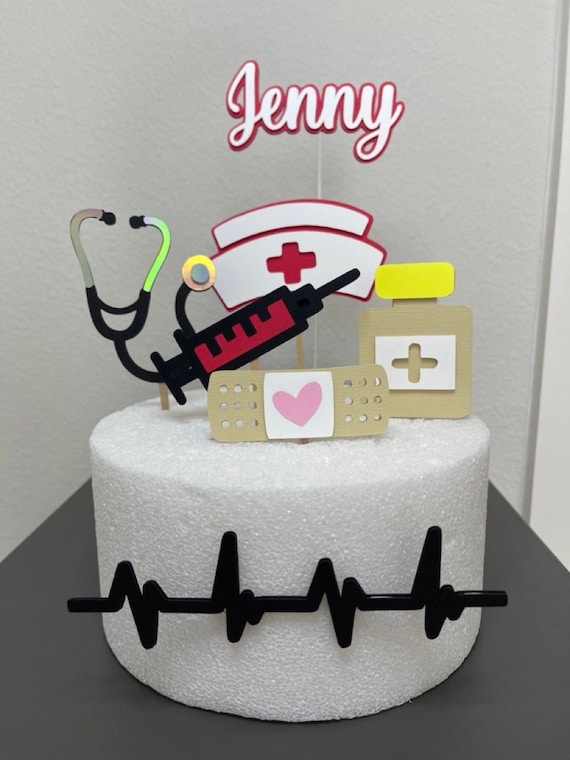Doctor Cake topper - Nurse Cake Topper, Nurse Party Decor, Medical School Grad, Nurse & Doctor Celebration Cake Decoration