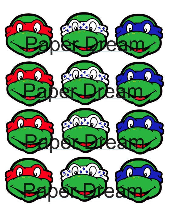 Ninja Turtles cupcake toppers - 4th of July cupcake toppers - Ninja Turtles 4th of July - 4th of July decoration - Independence Day