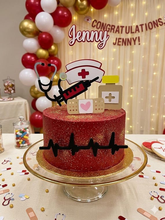 Doctor Cake topper - Nurse Cake Topper, Nurse Party Decor, Medical School Grad, Nurse & Doctor Celebration Cake Decoration