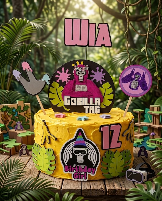 Gorilla Tag cake topper - Pink Gorilla Tag - Inspired Gorilla Tag - cake topper