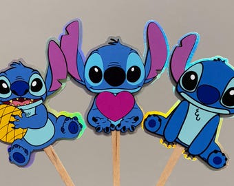 Stitch Cupcake Toppers - Inspired Sticth - Lilo - Cupcake toppers - Disney - Angel - Lilo Birthday Party