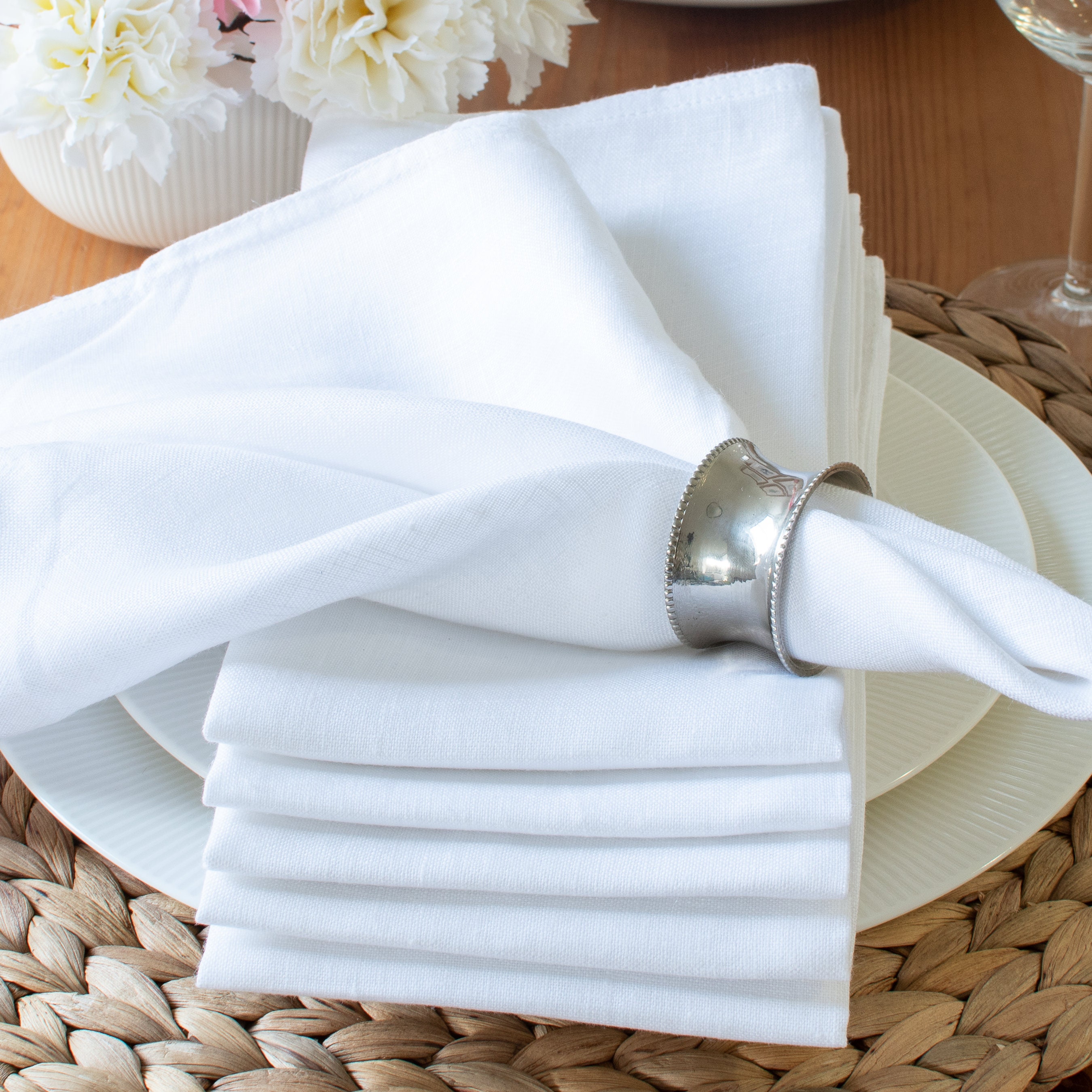 White Linen Table Napkins 100 Pure European Linen Table Etsy Australia