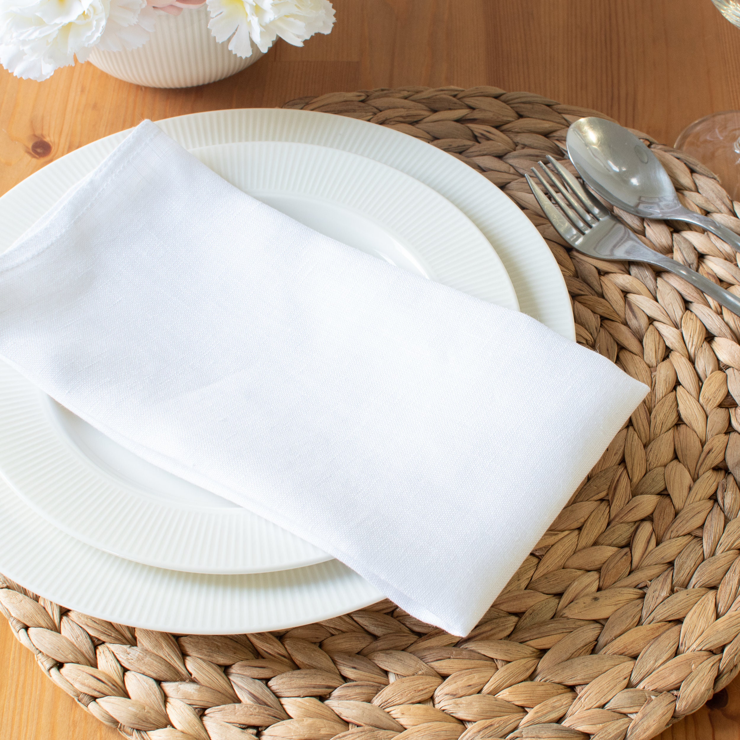 White Linen Table Napkins 100 Pure European Linen Table Etsy Australia