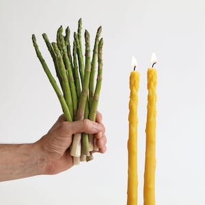 Asparagus Beeswax Tapers 2 100% Beeswax image 1
