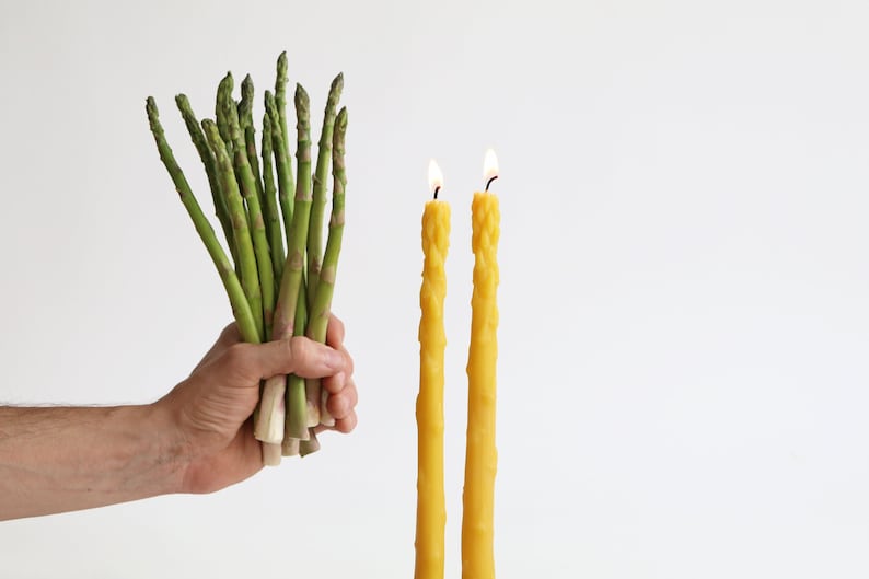 Asparagus Beeswax Tapers 2 100% Beeswax image 1