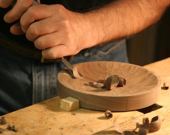 Carved Walnut Plate - Wooden Bowl