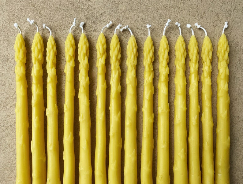 Asparagus Beeswax Tapers 2 100% Beeswax image 5