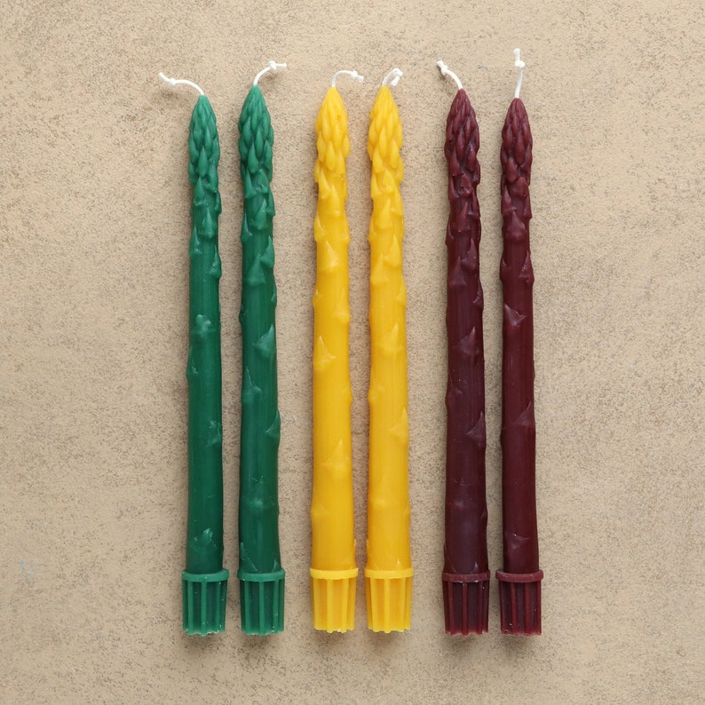 Asparagus Beeswax Tapers 2 100% Beeswax image 4