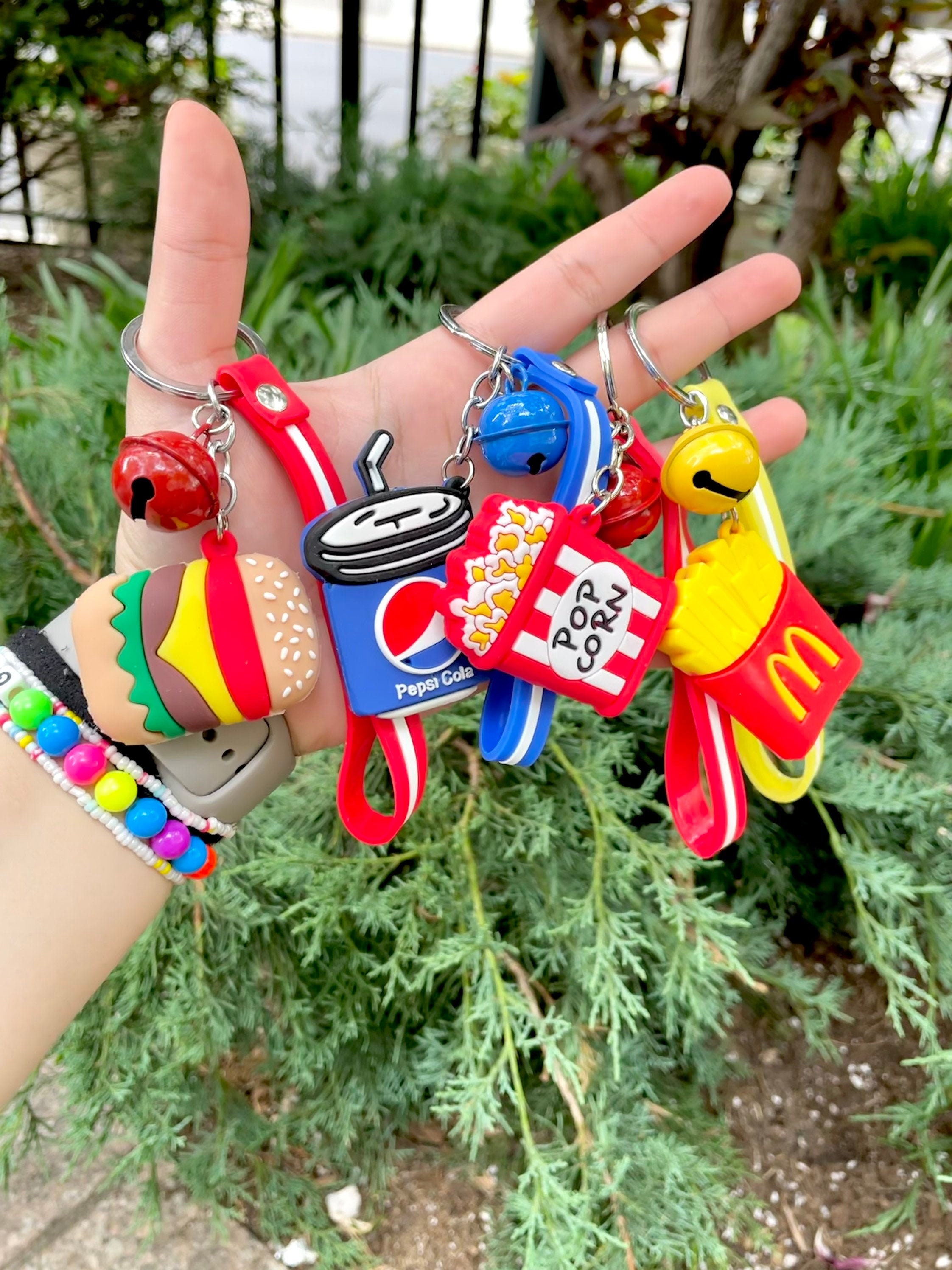 New Super cute food theme keychain with handle and a bell Etsy