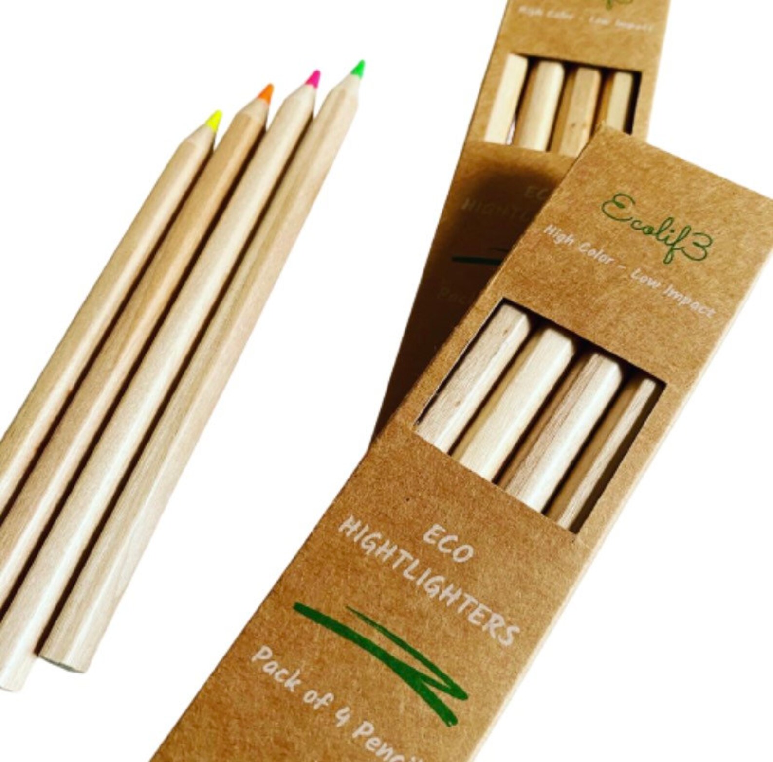 4 Eco Highlighter Jumbo Pencils Etsy UK