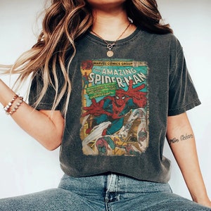 Vintage 90s Marvel The Amazing Spider Man Comfort Colors Shirt, Retro Spiderman Comic Shirt, , Marvel Avengers Spiderman Tshirt