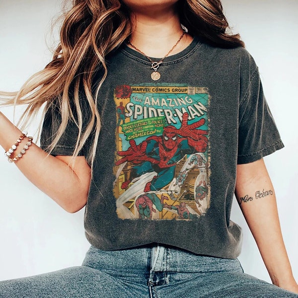 Vintage 90s Marvel The Amazing Spider Man Comfort Colors Shirt, Retro Spiderman Comic Shirt, , Marvel Avengers Spiderman Tshirt