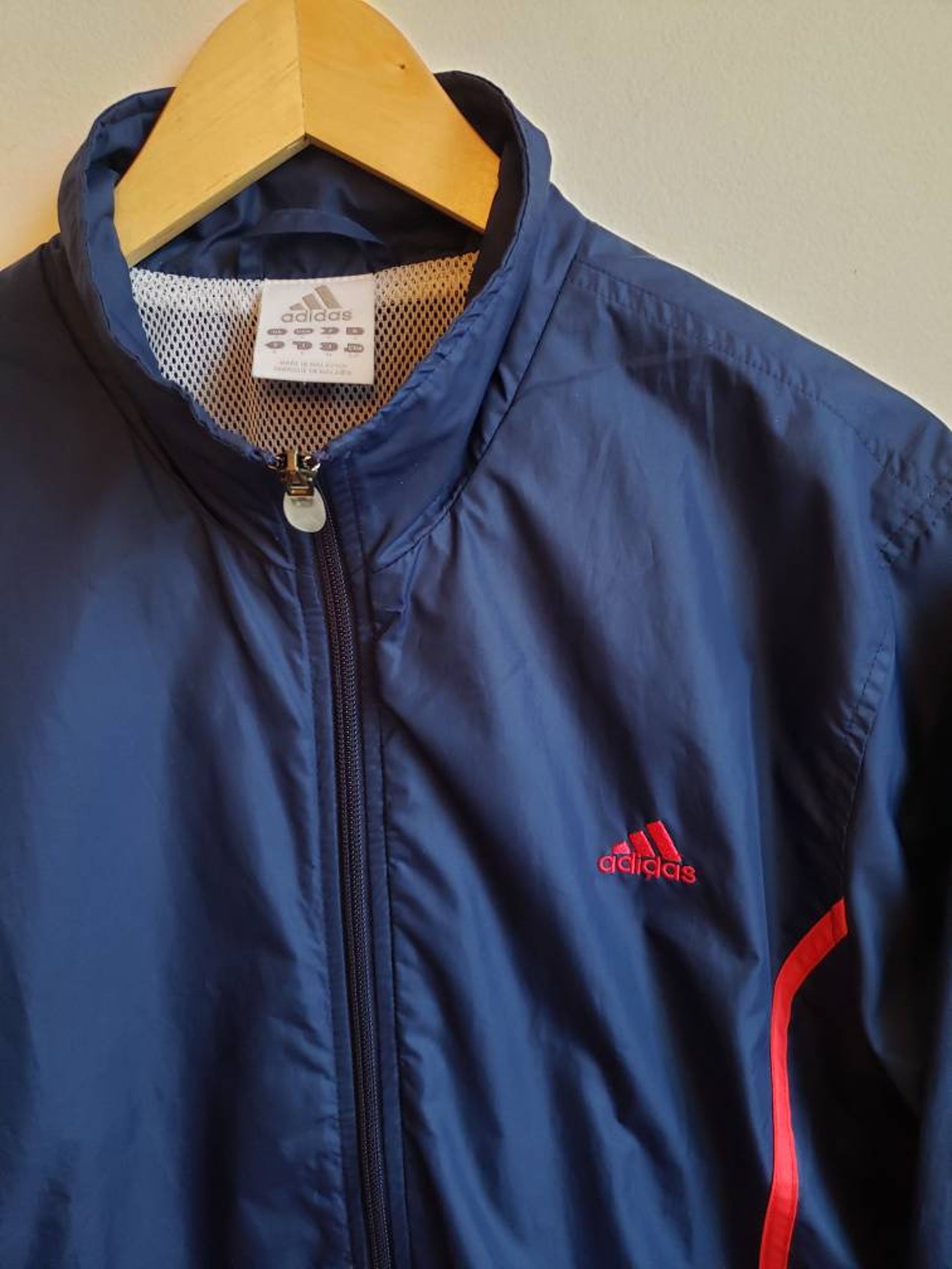 Navy Blue Red Adidas Lighweight Track Jacket Windbreaker - Etsy UK