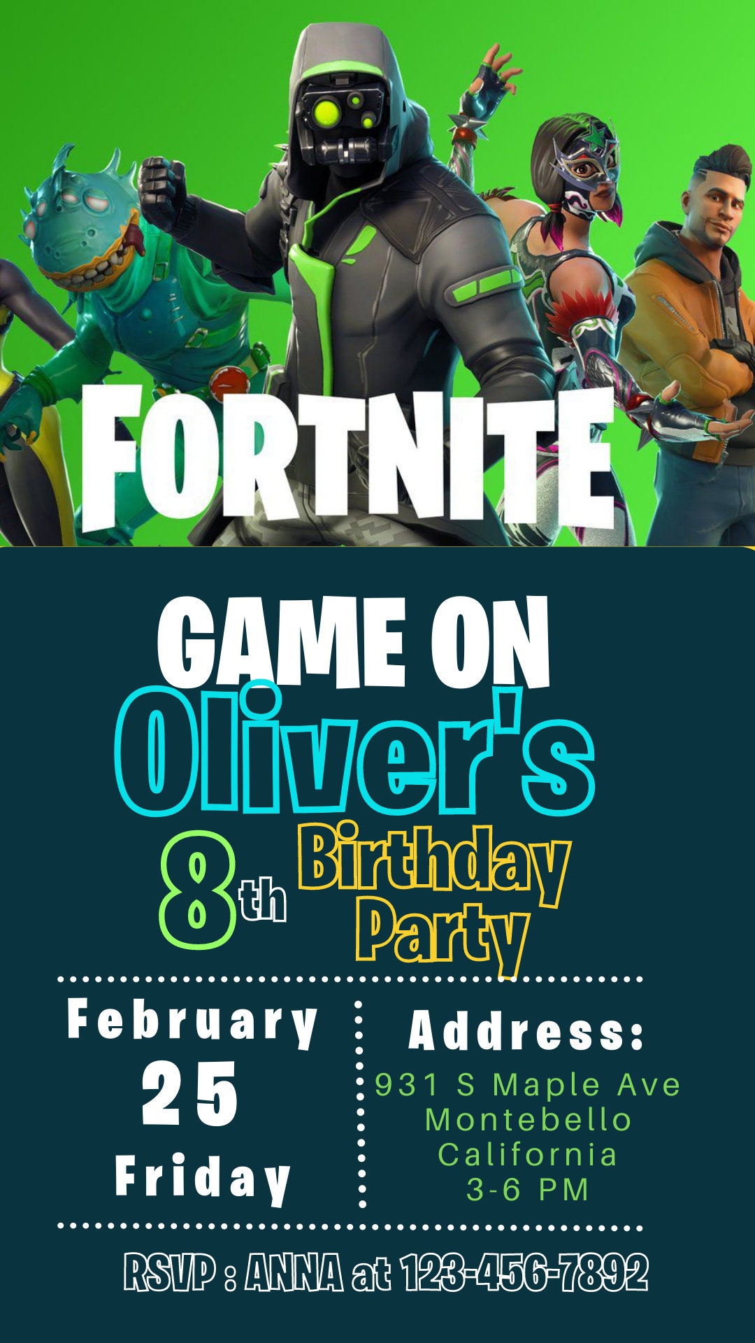 Fortnites Birthday Party Invitation Canva Fortnight Gaming - Etsy