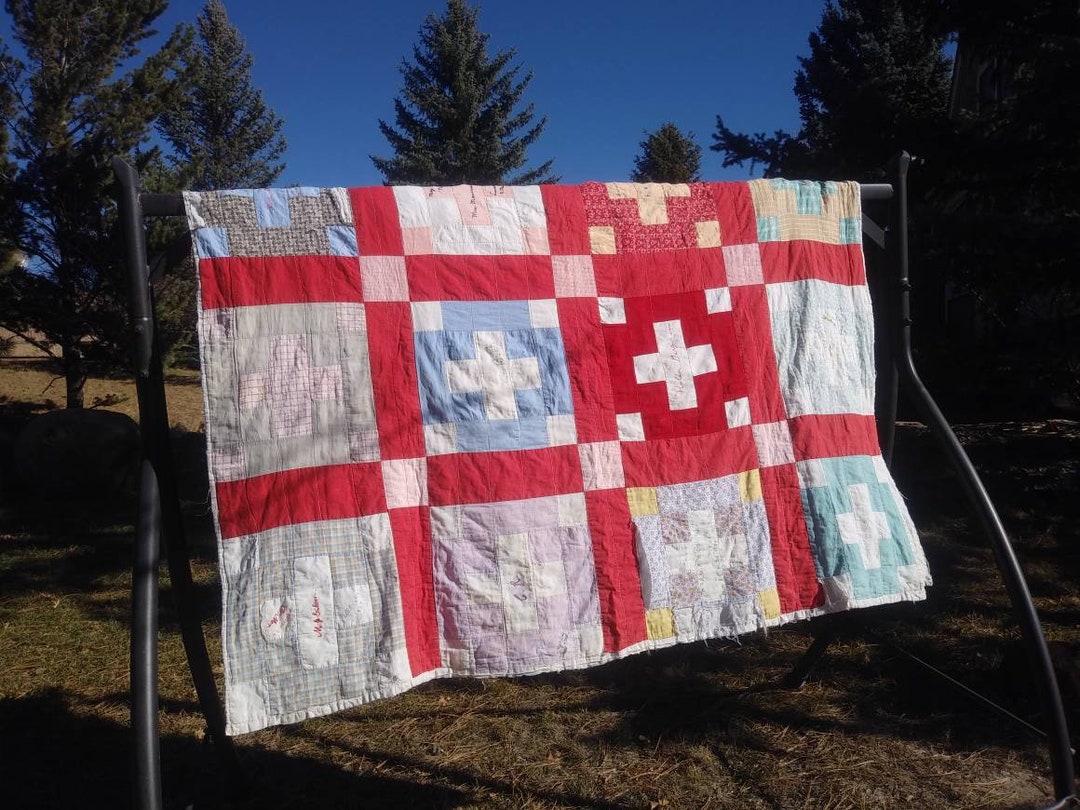 1930's Antique Friendship Quilt Embroidered Dates Etsy