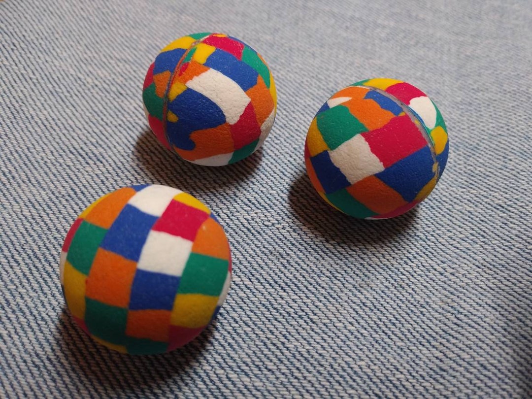 Colorblock Ball 1980's Color Block Bouncy Balls (set of 3) - Etsy