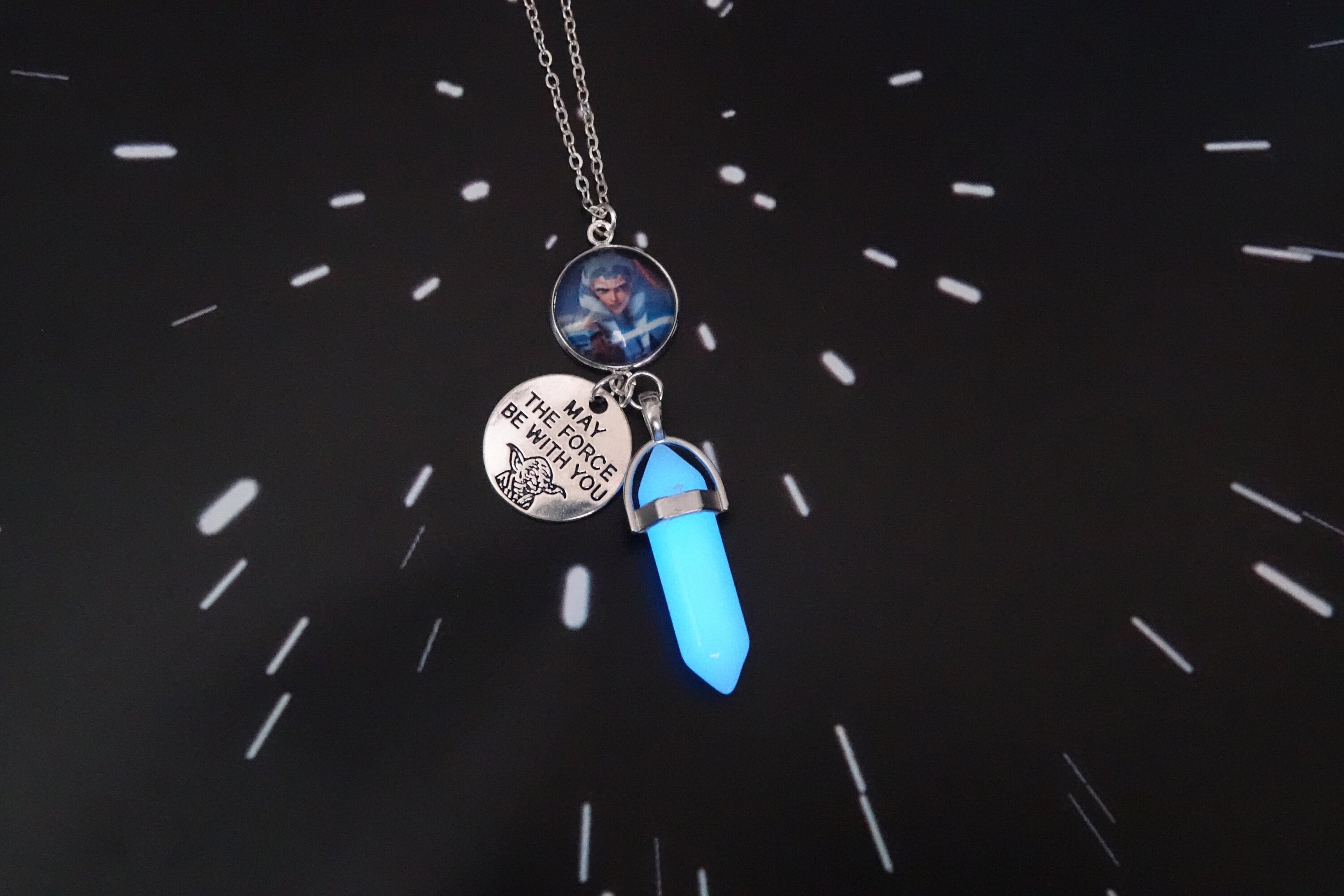 Ahsoka Tano Kyber Crystal Necklace Glow in Dark Fulcrum Star Etsy UK