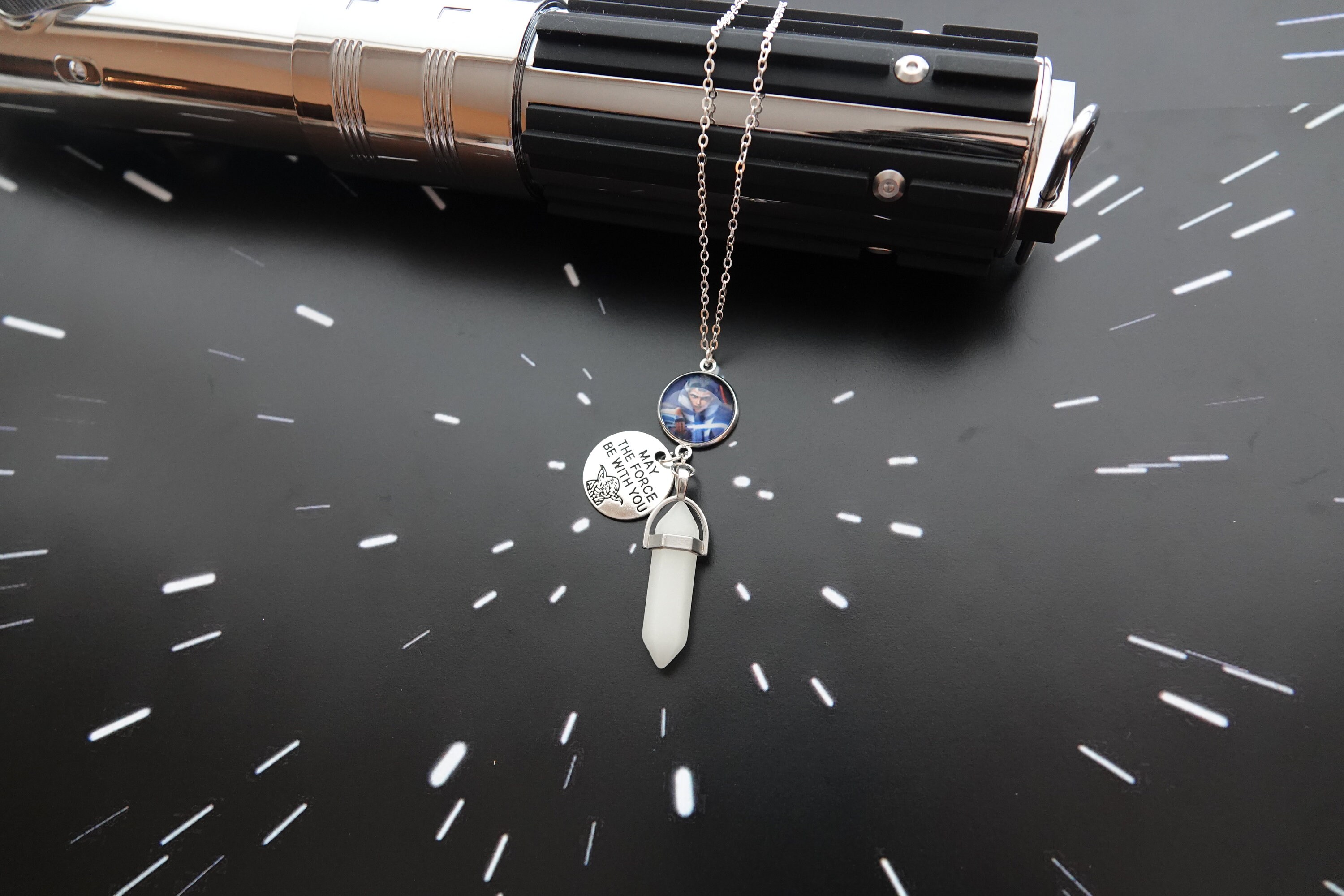 Ahsoka Tano Kyber Crystal Necklace Glow in Dark Fulcrum Star Etsy UK