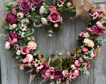 Spring Summer heart wreath