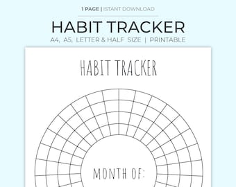 Habit Tracker Circular Habit Tracker Monthly Yearly Habit Round Chart Mambi Classic HP Big Happy Planner PDF Printable Inserts