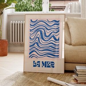 Decoración de casa de playa, póster de La Mer, arte mural costero, decoración de pared playera francesa estética, decoración playera moderna, decoración oceánica, descarga digital