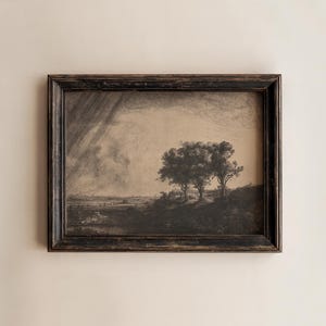 Vintage Landscape Print, Etching Tree Scene, Victorian Digital Download
