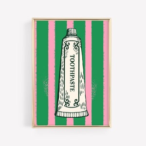 Badezimmer Wandkunst, Zahnpaste Wanddekor, Vintage Zahnkunstdruck, Zahnzahnheilkunde, Zahnarztstudie Wandkunst, digitaler Download