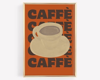 letrero de cafetería imprimible, cartel de café italiano, arte de pared de decoración de cocina, arte de pared de café italiano de moda, descarga digital