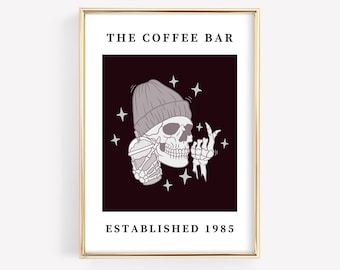 coffee wall art | coffee bar print | halloween coffee bar decor | skeleton print | coffee poster | coffee printable | digital download