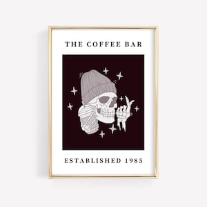 coffee wall art coffee bar print halloween coffee bar decor skeleton print coffee poster coffee printable digital download image 1