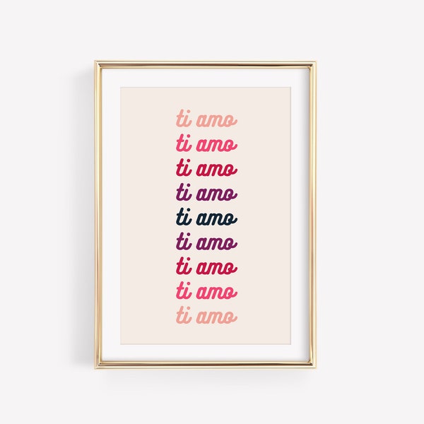 ti amo print | valentines printable | trendy italian wall art | pink valentines day decor | i love you in italian | printable wall art