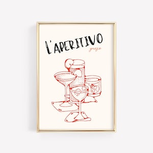 Italian Wall Art - Aperitivo - Italian Bar Cart Wall Decor - Italian Kitchen Decor - Retro Italian Decor - Italian Cocktail Art - Printable
