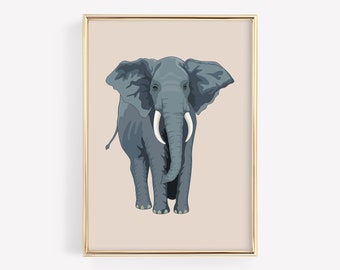 abstract elephant art print | safari art | boho prints | neutral wall art | minimalist print | elephant wall art |  digital download