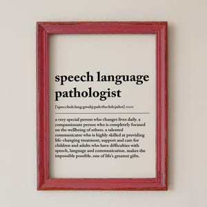 Speech Language Pathologist Definition Print: Therapist Gift (Digital Download)