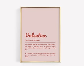 valentine definition print | valentines day decor | valentines day printables | pink wall art | valentines day wall art | digital downloads