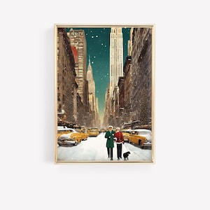 classic christmas print New York christmas print christmas wall art travel New York retro christmas holiday decor image 1