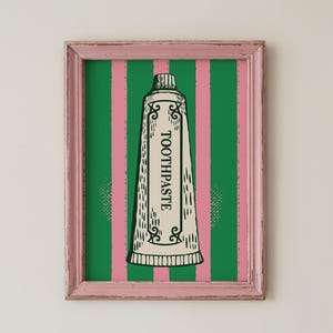 Powder Room Wall Art, Vintage Toothpaste Illustration, Mid-century Digital Download