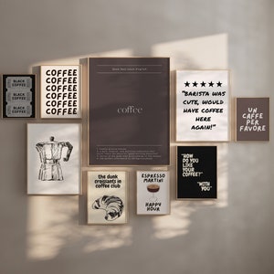 Coffee Wall Art Prints - Set of 9 Coffee Posters for Stylish Coffee Bar Decor - Coffee Prints - Digital Downloads