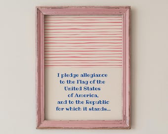 Pledge of Allegiance Print, Patriotic Classroom Decor, Contemporary Digital Download