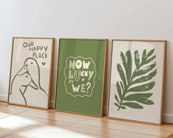 Sage Green Printable Wall Art Set, Sage Botanical and Cozy Quote Digital Prints