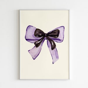 purple bow art poster, coquette room decor, purple girly wall art, balletcore digital print, aesthetic decor, digital print image 8