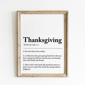 Funny Thanksgiving Definition Art Print: Holiday Home Decor (Digital Download)