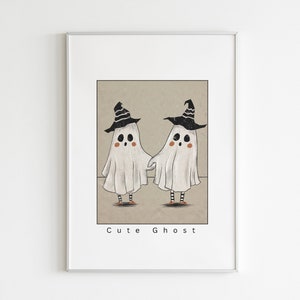 halloween decor cute ghost halloween printable wall art vintage halloween poster large wall art digital print image 4