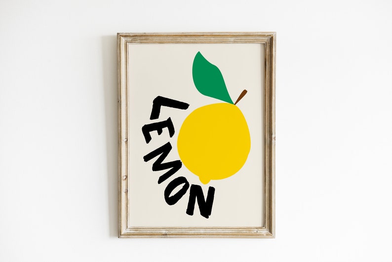 Aesthetic Kitchen Wall Art, Lemon Girl Gift, Lemon Poster, Kitchen Print, Kitchen Poster, Large Wall Art, Digital Wall Art Print image 3