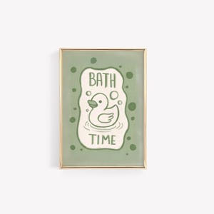 Rubber Duck Bathroom Print Set – Retro Kids Bath Wall Art (digital ...
