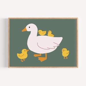 Mother Duck and Ducklings Print: Farmhouse Nursery Decor (Digital Download)