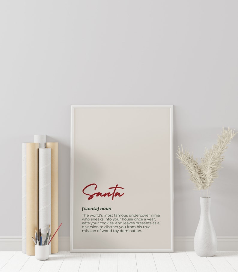 Santa Definition Minimal Christmas Wall Art Holiday Decor Christmas Home Decor Printable Wall Art image 5