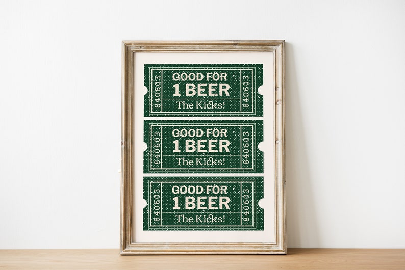 Green Ticket Wall Art St. Patrick's Decor Beer Wall Art Bar Cart Wall Decor Trendy Wall Art Cheers Print Digital Download image 6